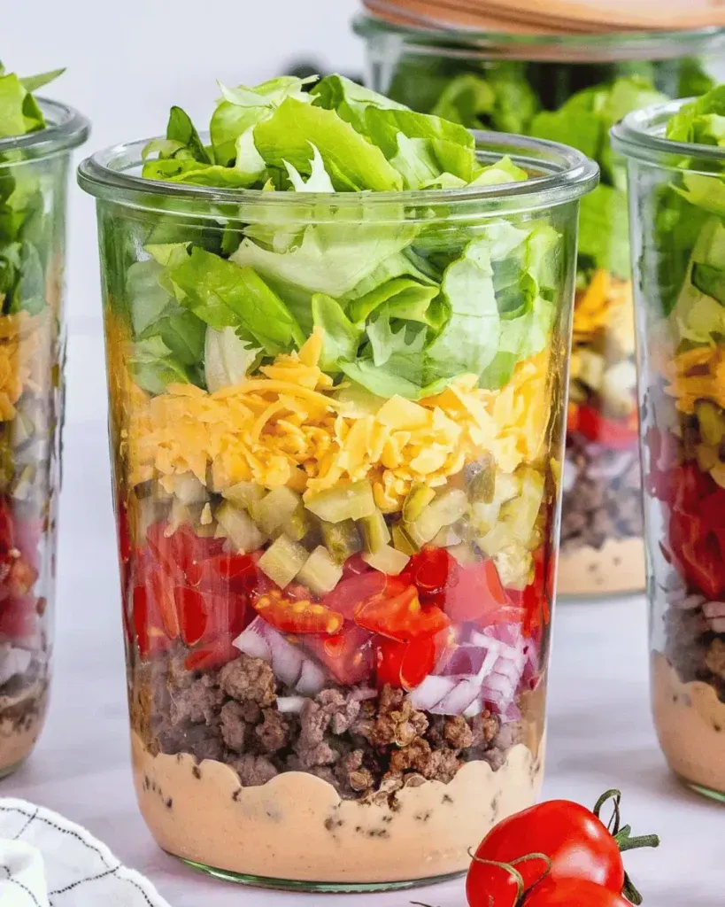 Salada no pote montada em camadas